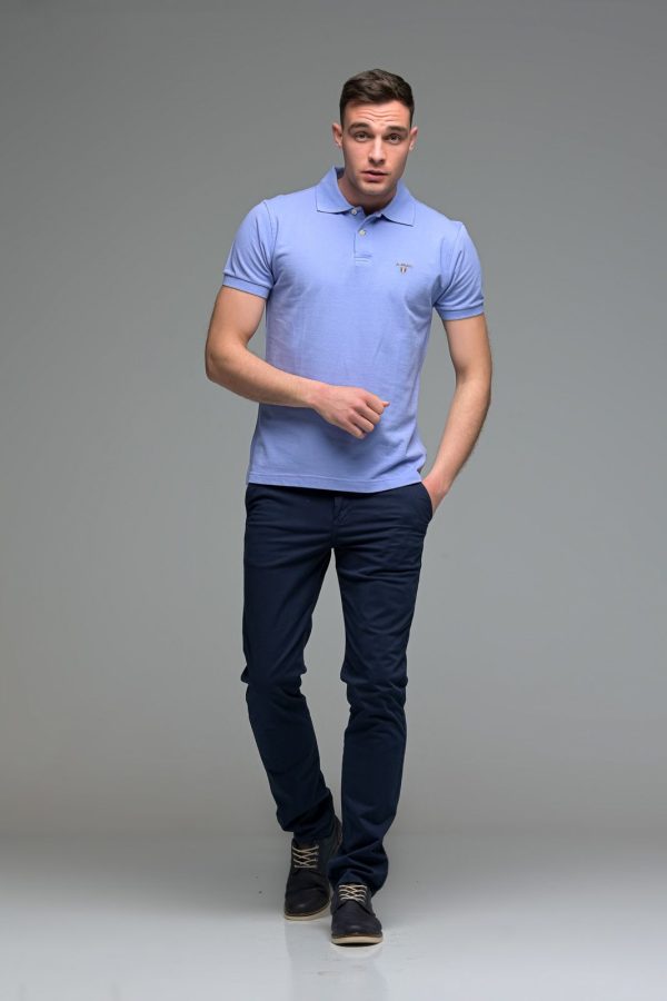 Μονόχρωμο Ανδρικό Πόλο Μπλουζάκι Μωβ Lavender Basic Collection- Slim Fit