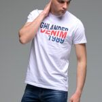 Λευκό ανδρικό κοντομάνικο T-SHIRT με Στάμπα