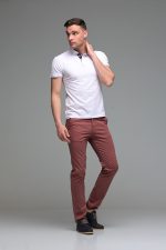 Ανδρικό Κοντομάνικο Πόλο Λευκό με Μπλε Πατιλέτα- Slim Fit