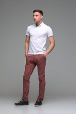 Ανδρικό Κοντομάνικο Πόλο Λευκό με Μπλε Πατιλέτα- Slim Fit