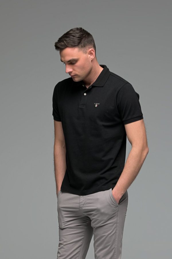 Μονόχρωμο Ανδρικό Πόλο Μπλουζάκι Μαύρο Basic Collection- Slim Fit