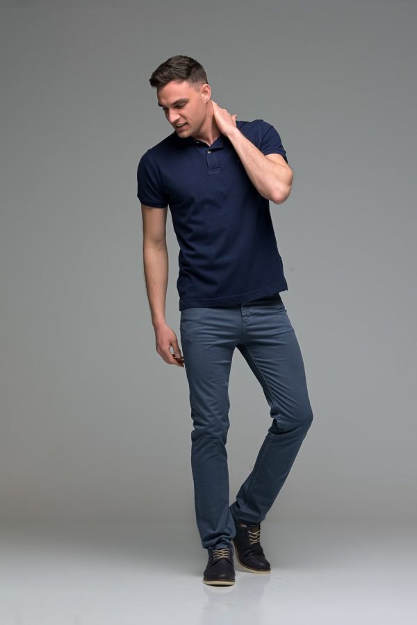Μονόχρωμο Ανδρικό Πόλο Μπλουζάκι Μπλε Navy Basic Collection- Slim Fit