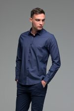 Μπλε Ανδρικό Πουκάμισο με Μπλε Print Σχέδιο - Slim Fit - Image 8