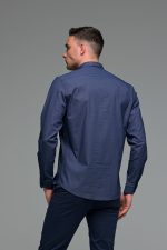 Μπλε Ανδρικό Πουκάμισο με Μπλε Print Σχέδιο - Slim Fit - Image 5