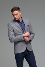 Μπλε Ανδρικό Πουκάμισο με Μπλε Print Σχέδιο - Slim Fit - Image 9