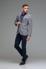 Μπλε Ανδρικό Πουκάμισο με Μπλε Print Σχέδιο - Slim Fit - Image 2