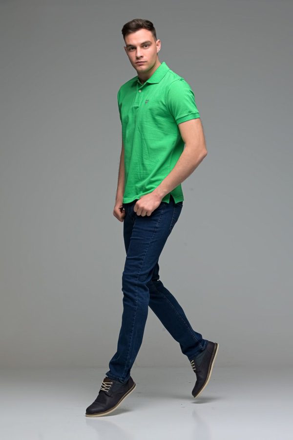 Μονόχρωμο Ανδρικό Πόλο Μπλουζάκι Πράσινο Basic Collection- Slim Fit