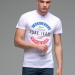 Λευκό ανδρικό κοντομάνικο T-SHIRT με Στάμπα TRADEMARK