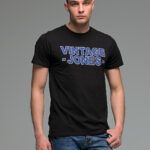 Μαύρο ανδρικό κοντομάνικο T-SHIRT με Στάμπα VINTAGE