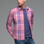 Casual Ροζ Καρό Ανδρικό Πουκάμισο - Slim Fit