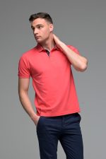 Ανδρικό Κοντομάνικο Πόλο Κόκκινο Coral SW με Μπλε Πατιλέτα- Slim Fit