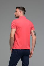 Ανδρικό Κοντομάνικο Πόλο Κόκκινο Coral SW με Μπλε Πατιλέτα- Slim Fit