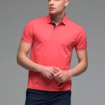 Ανδρικό Κοντομάνικο Πόλο Κόκκινο Coral SW με Μπλε Πατιλέτα- Slim Fit
