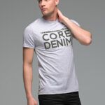 Γκρι ανδρικό κοντομάνικο T-SHIRT με Στάμπα CORE