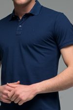 Ανδρικό Κοντομάνικο Πόλο Μπλε Navy SW με Μπλε Πατιλέτα- Slim Fit