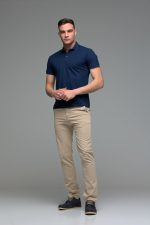 Ανδρικό Κοντομάνικο Πόλο Μπλε Navy SW με Μπλε Πατιλέτα- Slim Fit