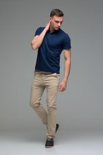 Ανδρικό Κοντομάνικο Πόλο Μπλε Navy SW με Μπλε Πατιλέτα- Slim Fit