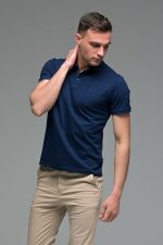 Ανδρικό Κοντομάνικο Πόλο Μπλε Navy SW με Μπλε Πατιλέτα- Slim Fit