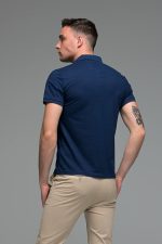 Ανδρικό Κοντομάνικο Πόλο Μπλε Navy SW με Μπλε Πατιλέτα- Slim Fit