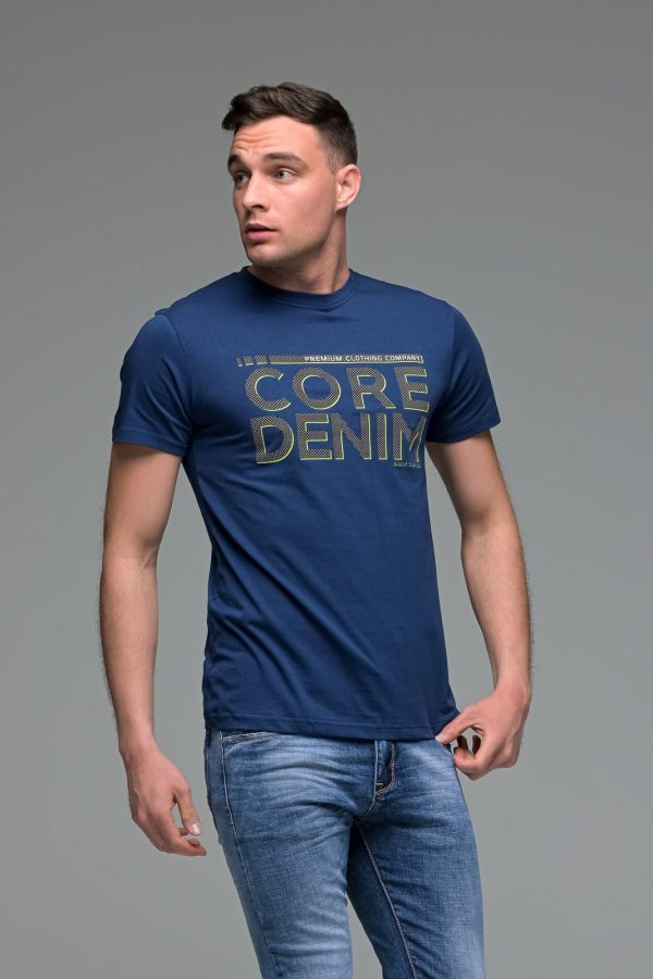 Μπλε ανδρικό κοντομάνικο T-SHIRT με Στάμπα CORE