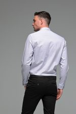 Λευκό Ανδρικό Πουκάμισο με Μαύρο Print Σχέδιο - Slim Fit