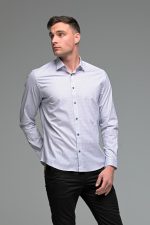 Λευκό Ανδρικό Πουκάμισο με Μαύρο Print Σχέδιο - Slim Fit