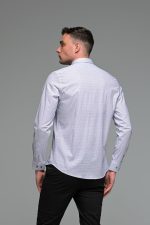 Λευκό Ανδρικό Πουκάμισο με Μαύρο Print Σχέδιο - Slim Fit