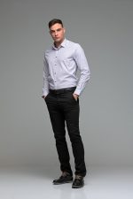 Λευκό Ανδρικό Πουκάμισο με Μαύρο Print Σχέδιο - Slim Fit