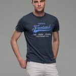 φθηνό casual Μπλε Μελανζέ ανδρικό κοντομάνικο T-SHIRT FR με Στάμπα TEE SHIRT STORE καλοκαιρινό μπλουζάκι
