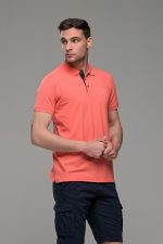 Φθηνό κόκκινο κοραλί Ανδρικό Πόλο Μπλουζάκι FR με Μπλε Πατιλέτα - Regular Fit