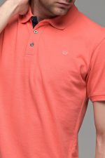 Φθηνό κόκκινο κοραλί Ανδρικό Πόλο Μπλουζάκι FR με Μπλε Πατιλέτα - Regular Fit