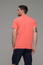 Φθηνό κόκκινο κοραλί Ανδρικό Πόλο Μπλουζάκι FR με Μπλε Πατιλέτα - Regular Fit