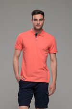 Φθηνό κόκκινο κοραλί Ανδρικό Πόλο Μπλουζάκι FR με Μπλε Πατιλέτα - Regular Fit