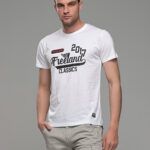 Φθηνό λευκό άσπρο ανδρικό κοντομάνικο T-SHIRT με στάμπα casual για όλες τις ώρες