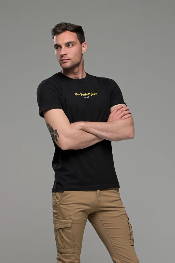 φθηνό καλοκαιρινό πράσινο μαύρο ανδρικό κοντομάνικο T-SHIRT με Στάμπα