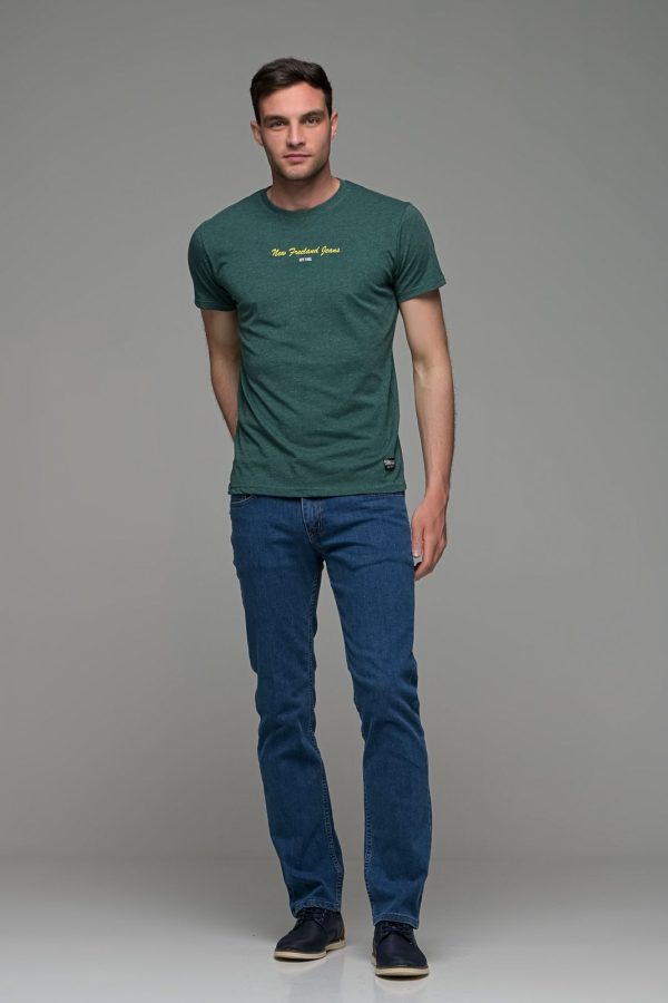 φθηνό καλοκαιρινό πράσινο μελανζέ ανδρικό κοντομάνικο T-SHIRT με Στάμπα