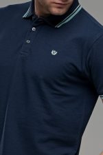 Φθηνό Μπλε Ανδρικό Πόλο Μπλουζάκι με Ρίγα στο Γιακά Καλοκαιρινό Άνετο - Regular Fit