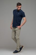 Φθηνό Μπλε Ανδρικό Πόλο Μπλουζάκι με Ρίγα στο Γιακά Καλοκαιρινό Άνετο - Regular Fit