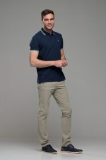 Φθηνό Μπλε Ανδρικό Πόλο Μπλουζάκι με Ρίγα στο Γιακά Καλοκαιρινό Άνετο - Regular Fit