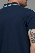 Φθηνό Μπλε Ανδρικό Πόλο Μπλουζάκι με Ρίγα στο Γιακά Καλοκαιρινό Άνετο - Regular Fit