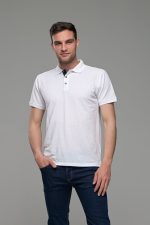 Φθηνό άσπρο λευκό Ανδρικό Πόλο Μπλουζάκι FR με Μπλε Πατιλέτα - Regular Fit