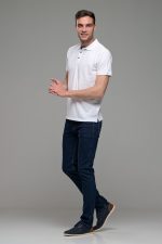 Φθηνό άσπρο λευκό Ανδρικό Πόλο Μπλουζάκι FR με Μπλε Πατιλέτα - Regular Fit