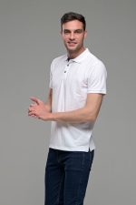 Φθηνό άσπρο λευκό Ανδρικό Πόλο Μπλουζάκι FR με Μπλε Πατιλέτα - Regular Fit