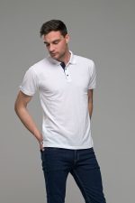 Φθηνό άσπρο λευκό Ανδρικό Πόλο Μπλουζάκι FR με Μπλε Πατιλέτα - Regular Fit