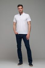 Φθηνό άσπρο λευκό Ανδρικό Πόλο Μπλουζάκι FR με Μπλε Πατιλέτα - Regular Fit