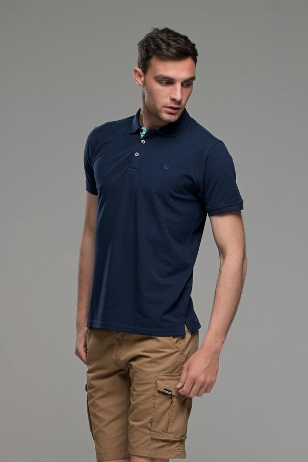 Φθηνό μπλε navy Ανδρικό Πόλο Μπλουζάκι FR με Μπλε Πατιλέτα - Regular Fit