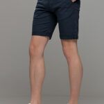 Φθηνή Καλοκαιρινή μπλε navy Ανδρική Βερμούδα Chino Βαμβακερή για κάθε μέρα