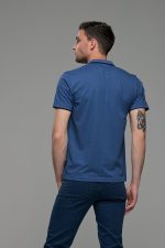 Κοντομάνικο ανδρικό πόλο μπλε denim SW με μπλε λεπτομέρεια για γιακά- Slim Fit