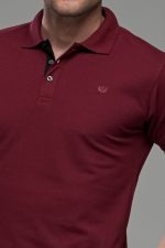 Φθηνό κόκκινο μπορντό Ανδρικό Πόλο Μπλουζάκι FR με Μπλε Πατιλέτα - Regular Fit
