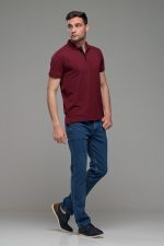 Φθηνό κόκκινο μπορντό Ανδρικό Πόλο Μπλουζάκι FR με Μπλε Πατιλέτα - Regular Fit